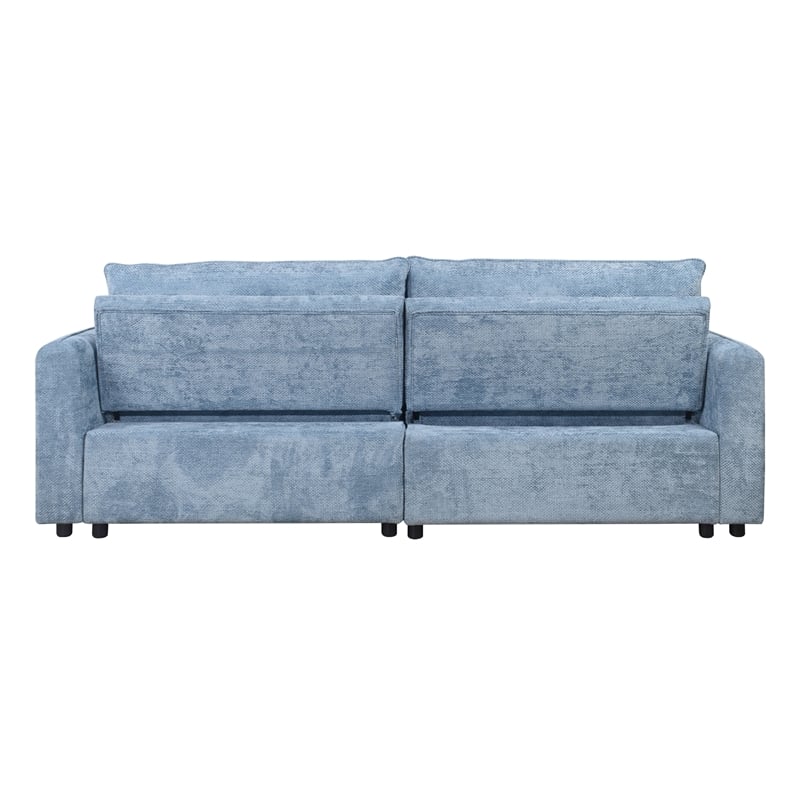 Fina Loveseat w Pop Up Sleeper- Storage Chaise- Foam Fill Blue Polyester