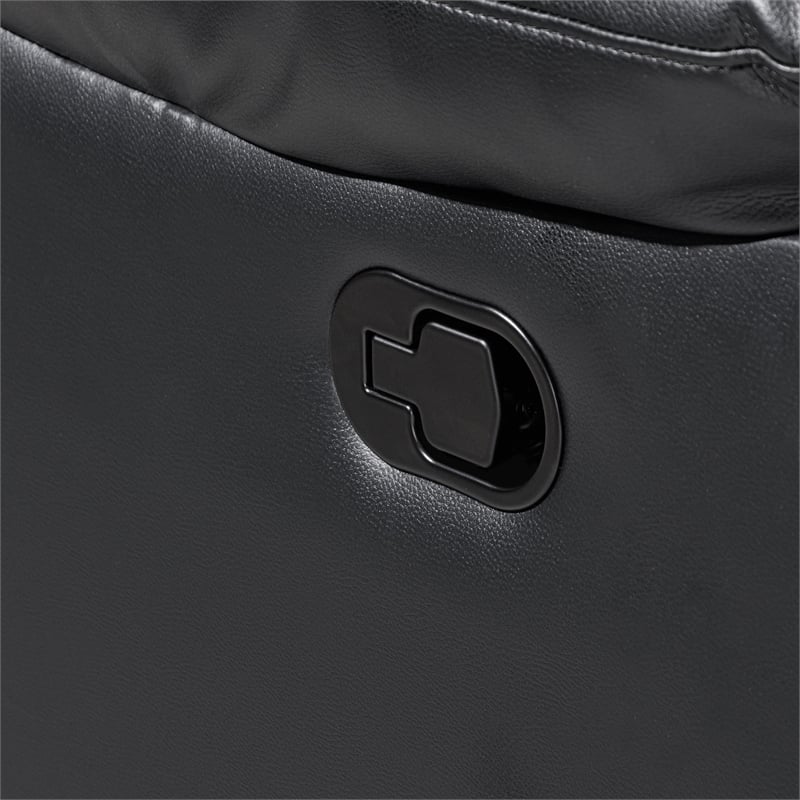 Asher Manual Glider Recliner w Cupholders- Black and Gray Faux Leather