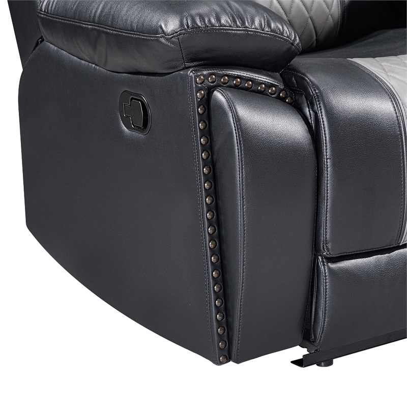 Asher Lovseat w Dual Manual Recliners- Console- Cupholders- Black and Gray