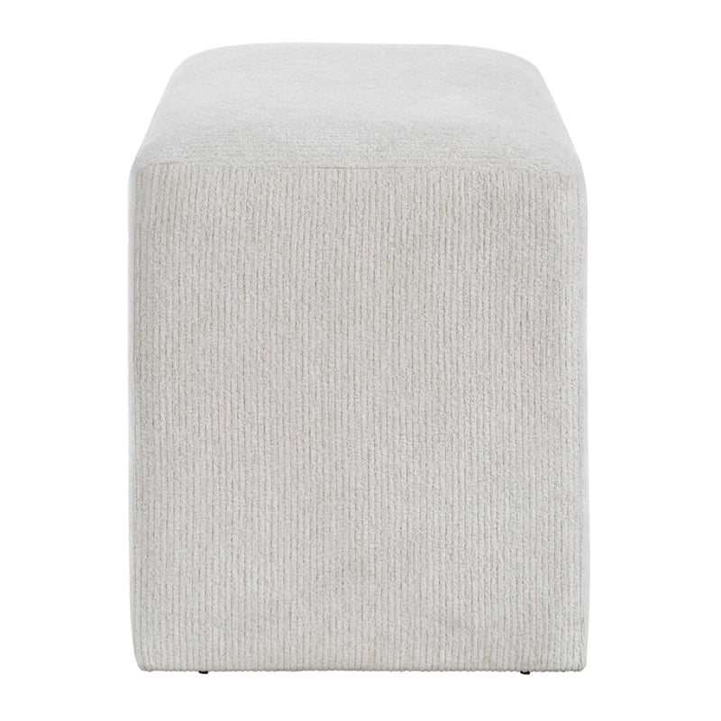 Accent Stool- Channel Tufted- Off White Polyester Upholstered- 24 Inch