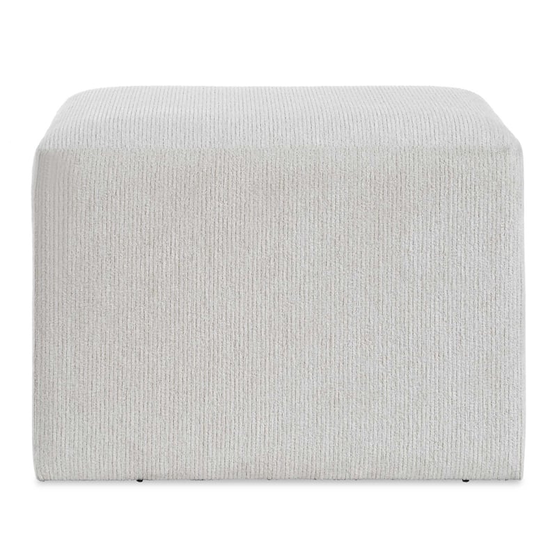 Accent Stool- Channel Tufted- Off White Polyester Upholstered- 24 Inch