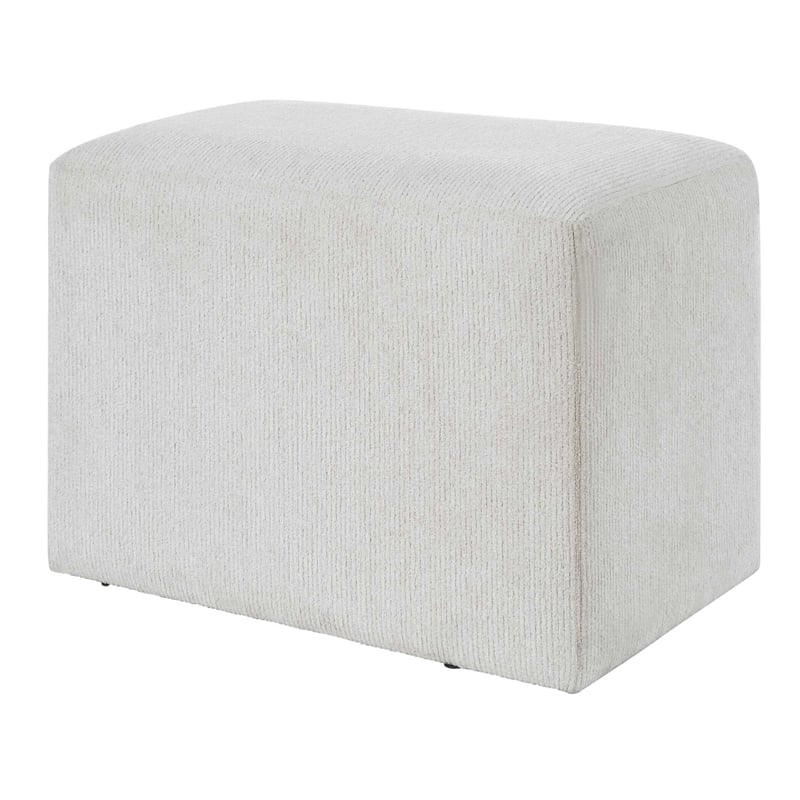 Accent Stool- Channel Tufted- Off White Polyester Upholstered- 24 Inch