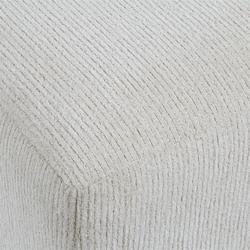 Accent Stool- Channel Tufted- Off White Polyester Upholstered- 24 Inch