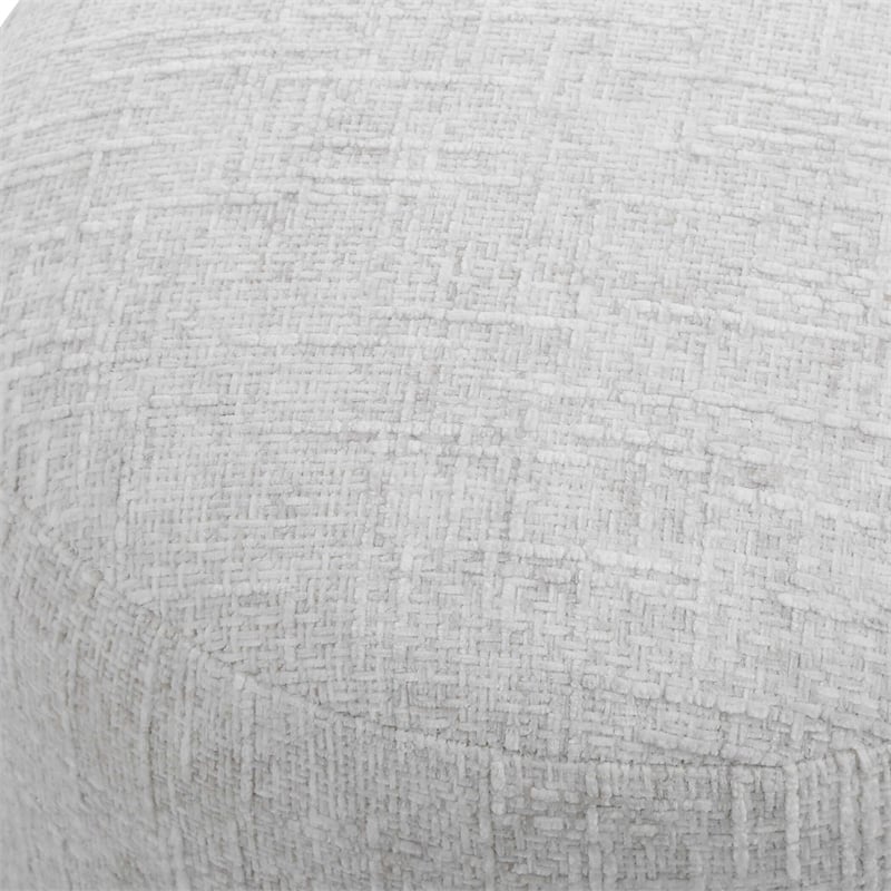 Accent Stool- Foam Fill Off White Polyester- Brushed Brass Iron 18 Inch