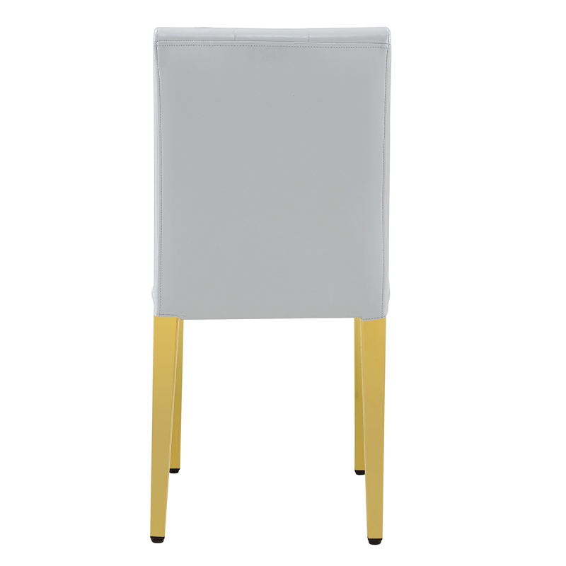 Reeva Dining Chairs with Gold Metal Legs- Set of 4- Gray Faux Leather