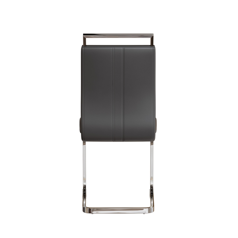 Yuna Dining Chairs with Chrome Metal Base- Set of 2- Gray PU Leather
