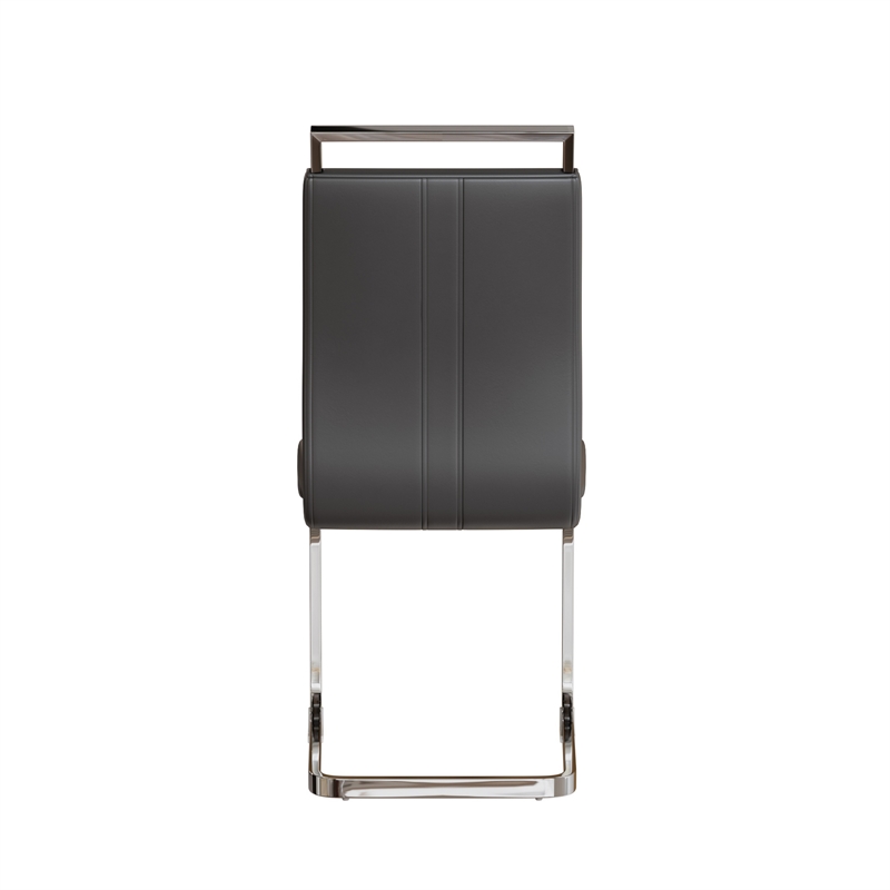 Yuna Dining Chairs with Chrome Metal Base- Set of 2- Gray PU Leather