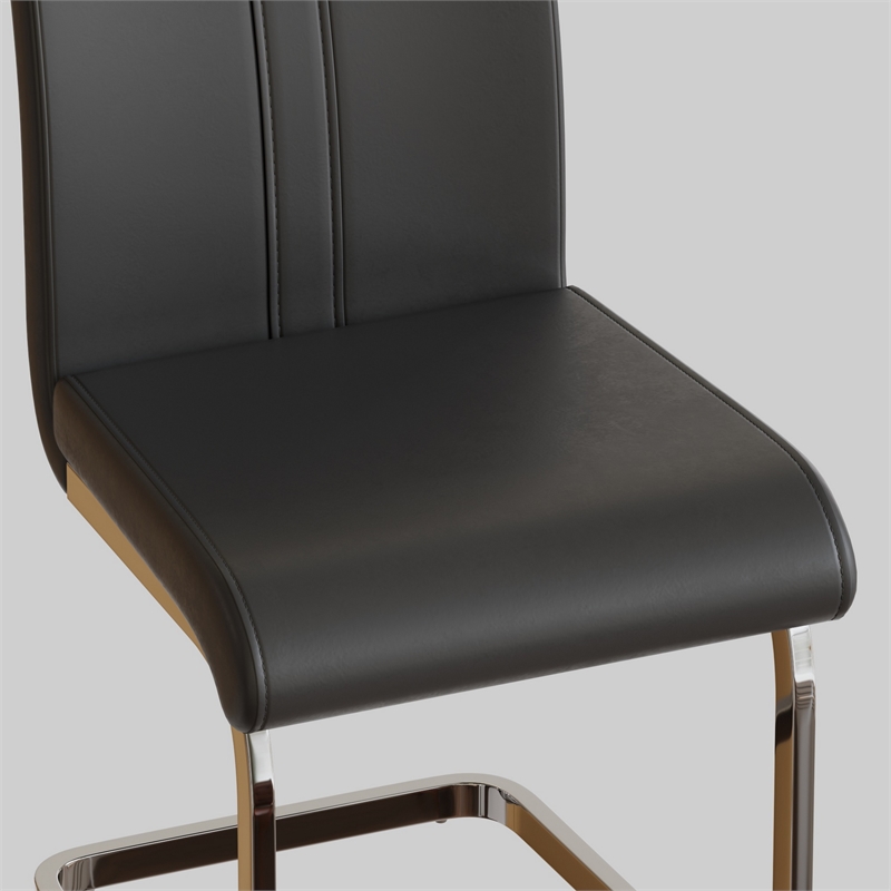 Yuna Dining Chairs with Chrome Metal Base- Set of 2- Gray PU Leather