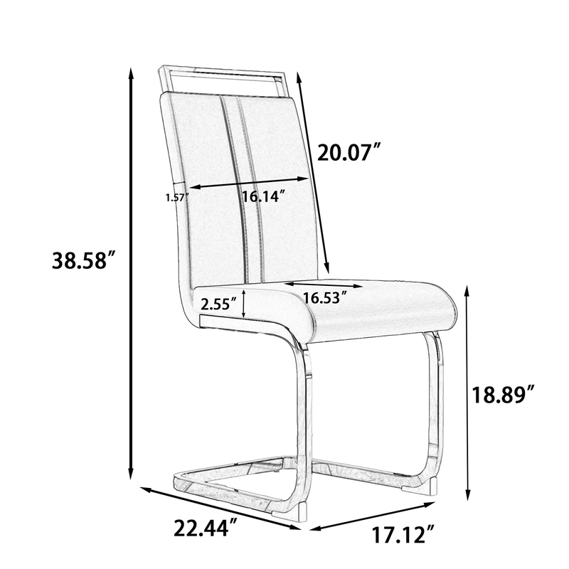 Yuna Dining Chairs with Chrome Metal Base- Set of 2- Gray PU Leather