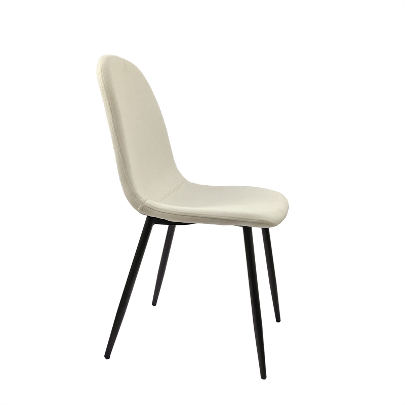 Evex Modern Dining Chairs Set of 4 with Black Metal Legs- Beige Linen