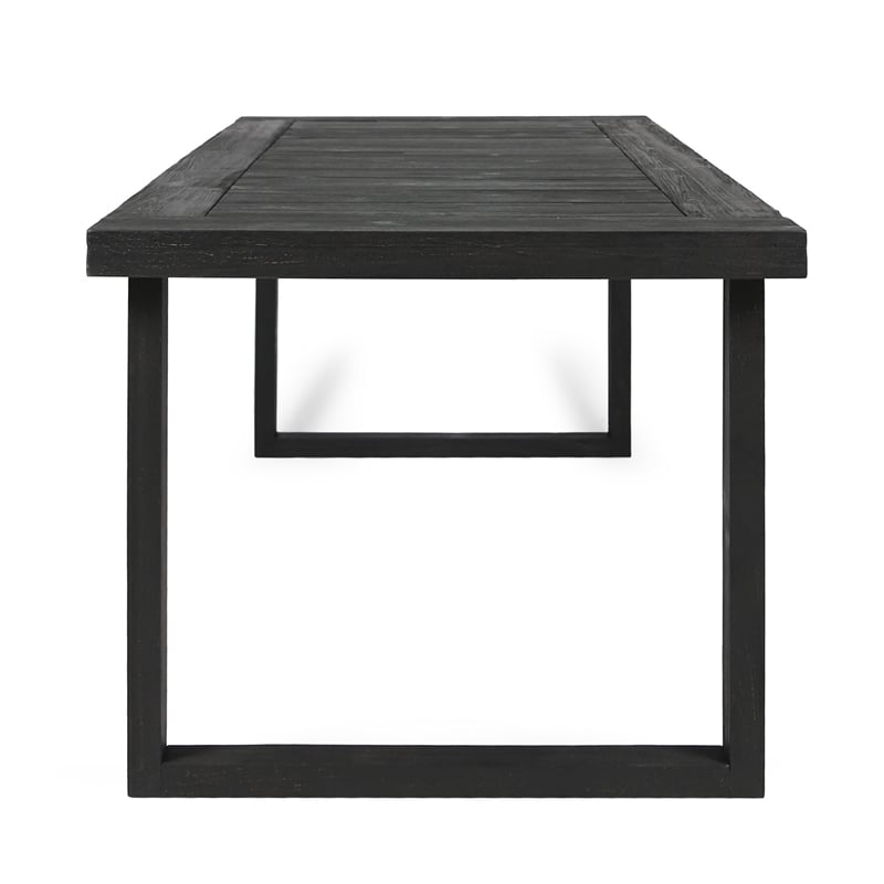Outdoor Dining Table- Slatted Rectangular Top- Sandblasted Gray 69 Inch