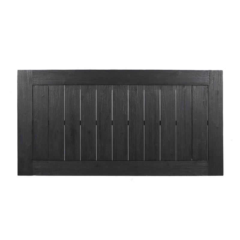 Outdoor Dining Table- Slatted Rectangular Top- Sandblasted Gray 69 Inch