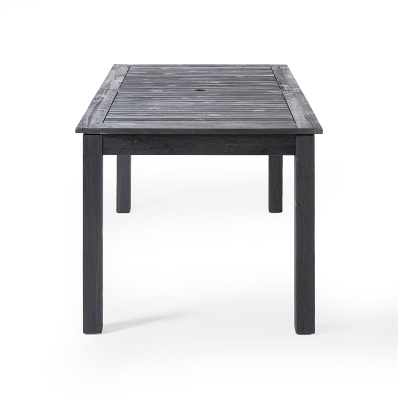 Outdoor Expandable Dining Table with Umbrella Hole- Dark Gray- 63-79 Inch
