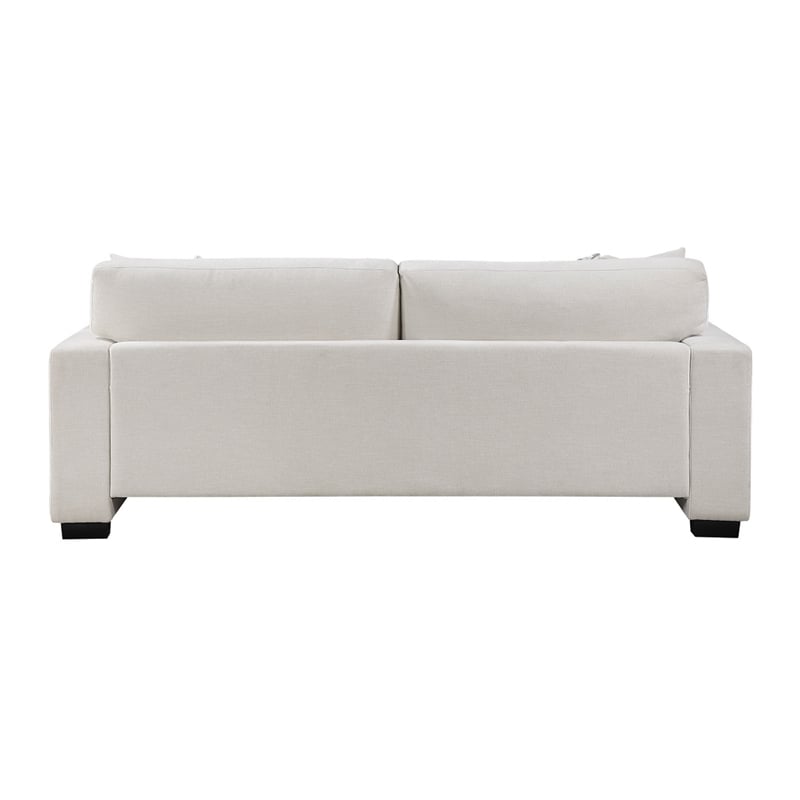 Covey Sofa with 4 Accent Pillows- Rubberwood Legs- Beige Chenille