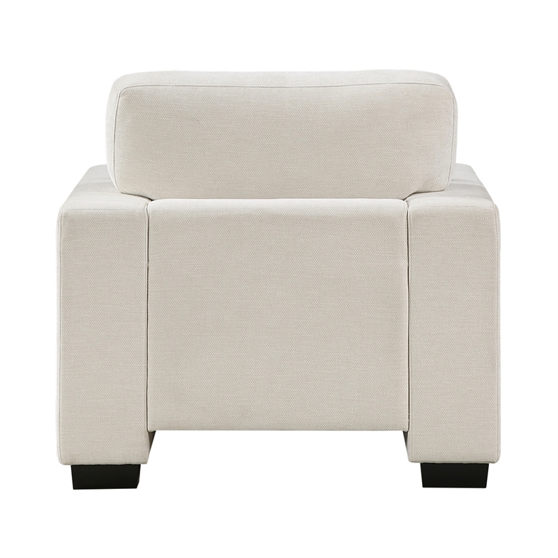 Covey Accent Chair with 1 Pillow and Rubberwood Legs- Beige Chenille