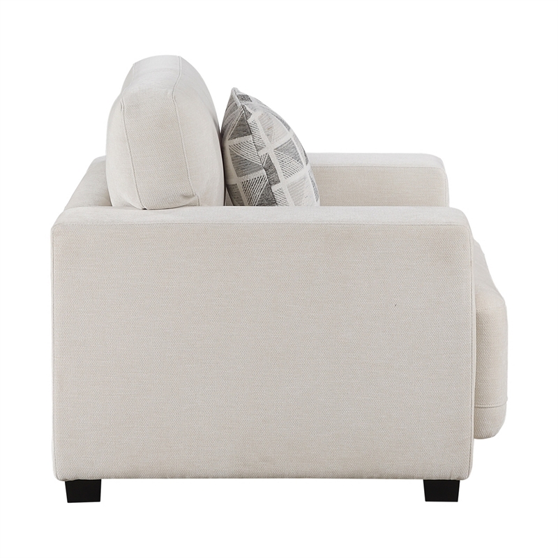 Covey Accent Chair with 1 Pillow and Rubberwood Legs- Beige Chenille