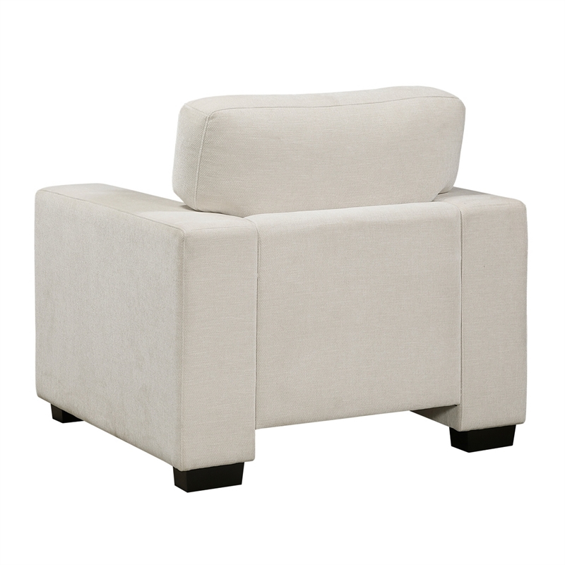 Covey Accent Chair with 1 Pillow and Rubberwood Legs- Beige Chenille