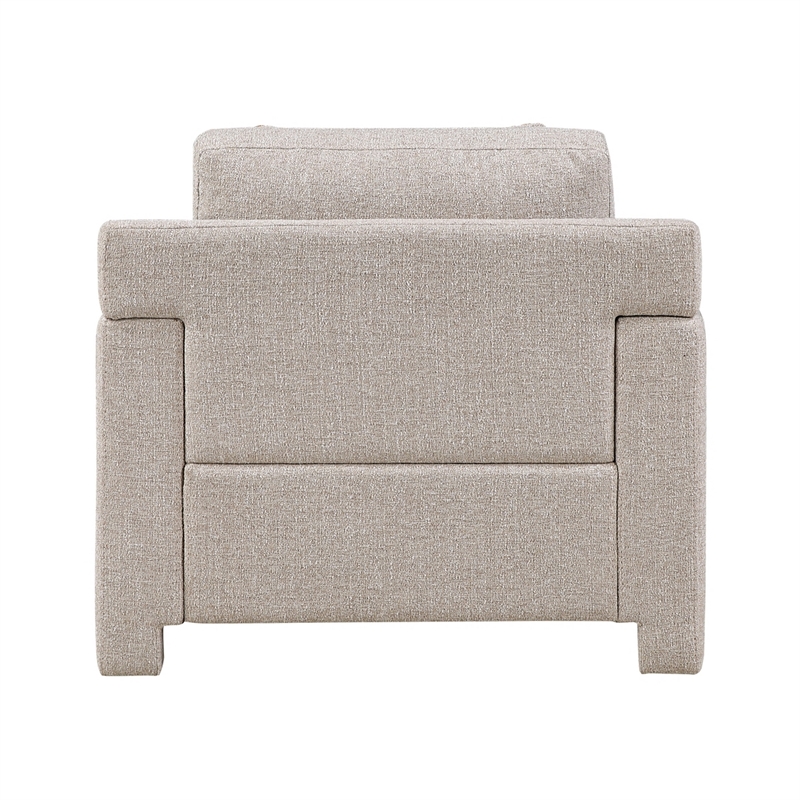 Evany Accent Chair with 1 Pillow and Upholstered Legs- Taupe Chenille