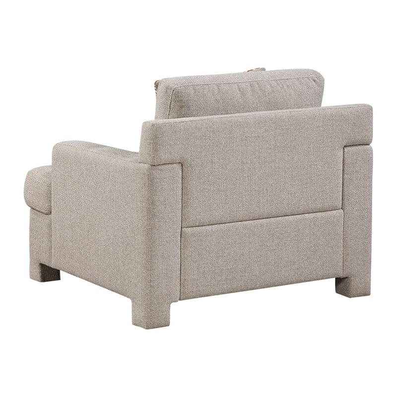 Evany Accent Chair with 1 Pillow and Upholstered Legs- Taupe Chenille