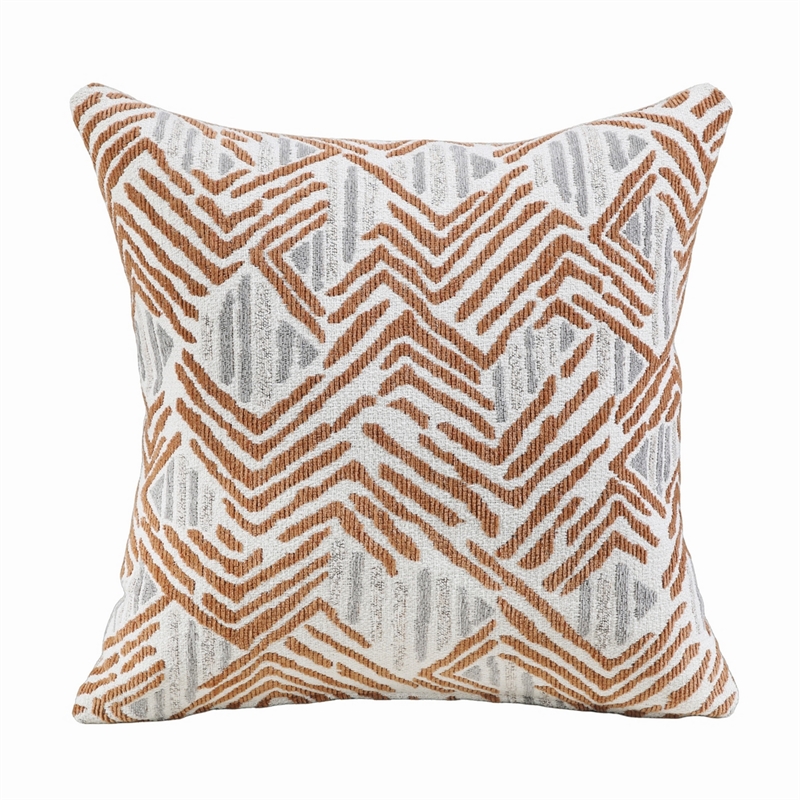 Evany Accent Chair with 1 Pillow and Upholstered Legs- Taupe Chenille