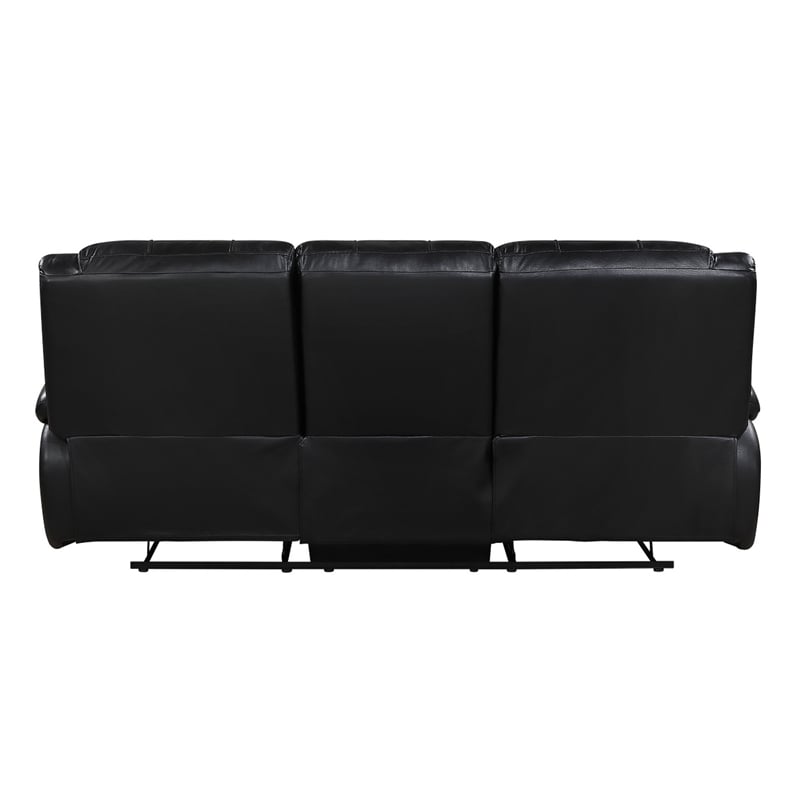 Licot Double Manual Reclining Sofa- 3 Seater- Black Top Grain Leather