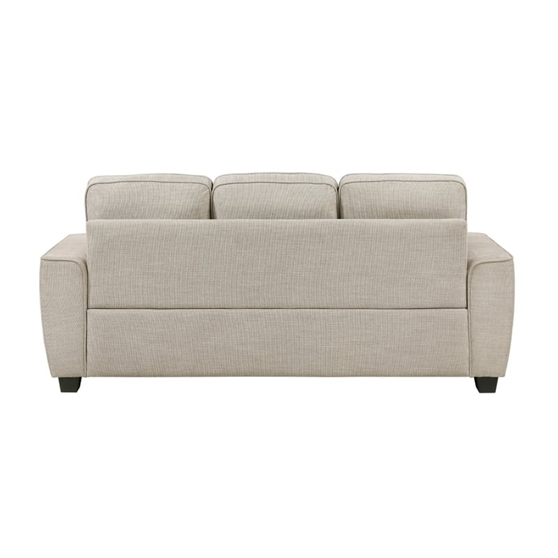 Zoya Sofa w 2 Pillows- Track Arms- Foam Fill Taupe Chenille 83 Inch