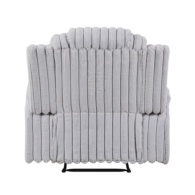 Phil Tab-Pull Recliner Chair with Cup Holders- Light Gray Corduroy
