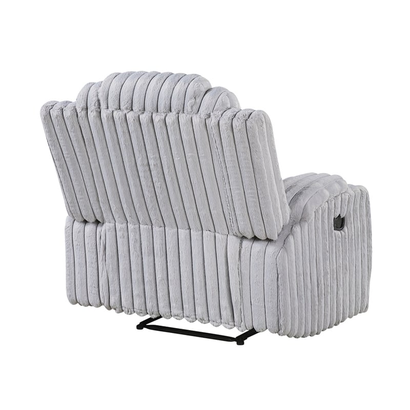 Phil Tab-Pull Recliner Chair with Cup Holders- Light Gray Corduroy