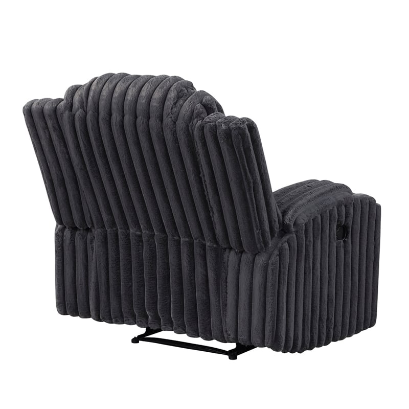 Phil Tab-Pull Recliner Chair with Cup Holders- Dark Gray Corduroy