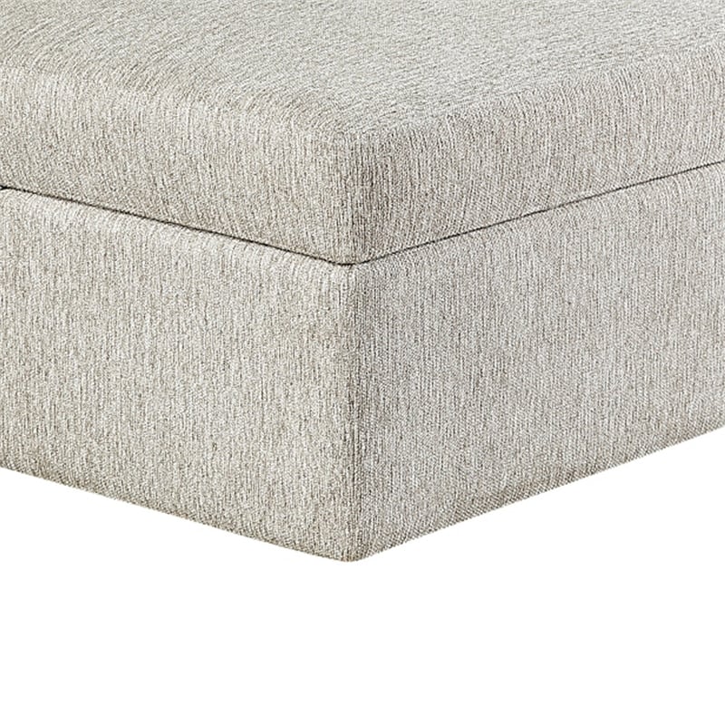 Inaya Storage Ottoman with Casters- Brown Wood-Sage Sand Microfiber-41 Inch