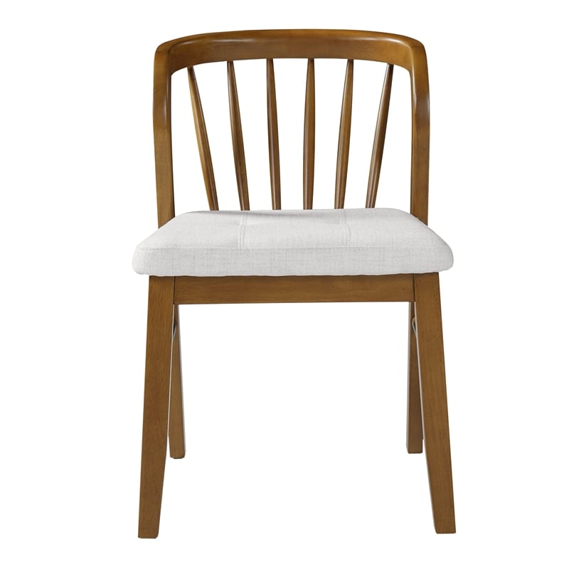 Mitch Windsor-Style Dining Chairs- Set of 2- Rubberwood- Beige Seat