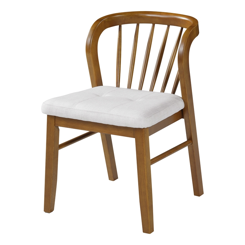 Mitch Windsor-Style Dining Chairs- Set of 2- Rubberwood- Beige Seat
