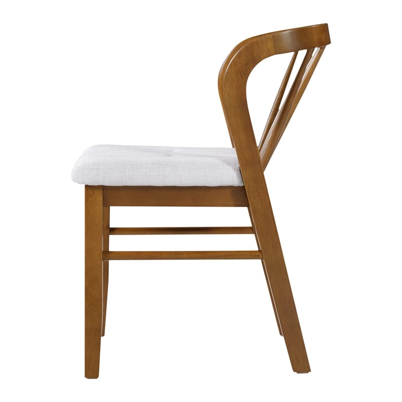Mitch Windsor-Style Dining Chairs- Set of 2- Rubberwood- Beige Seat