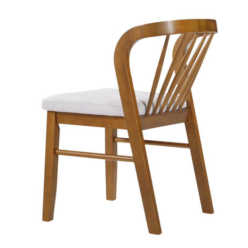 Mitch Windsor-Style Dining Chairs- Set of 2- Rubberwood- Beige Seat
