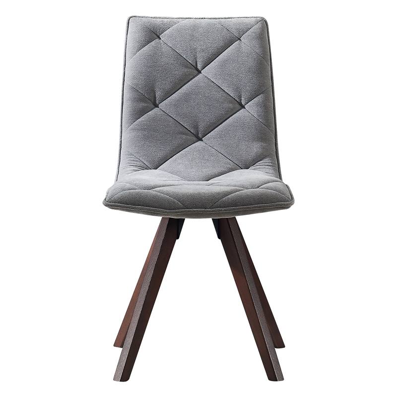 Kayra Dining Chairs with Solid Wood Legs- Set of 2- Gray Fabric