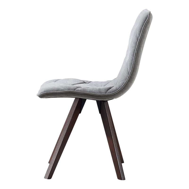 Kayra Dining Chairs with Solid Wood Legs- Set of 2- Gray Fabric
