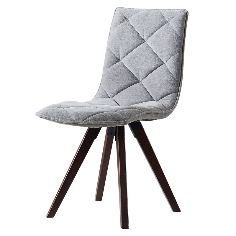 Kayra Dining Chairs with Solid Wood Legs- Set of 2- Gray Fabric