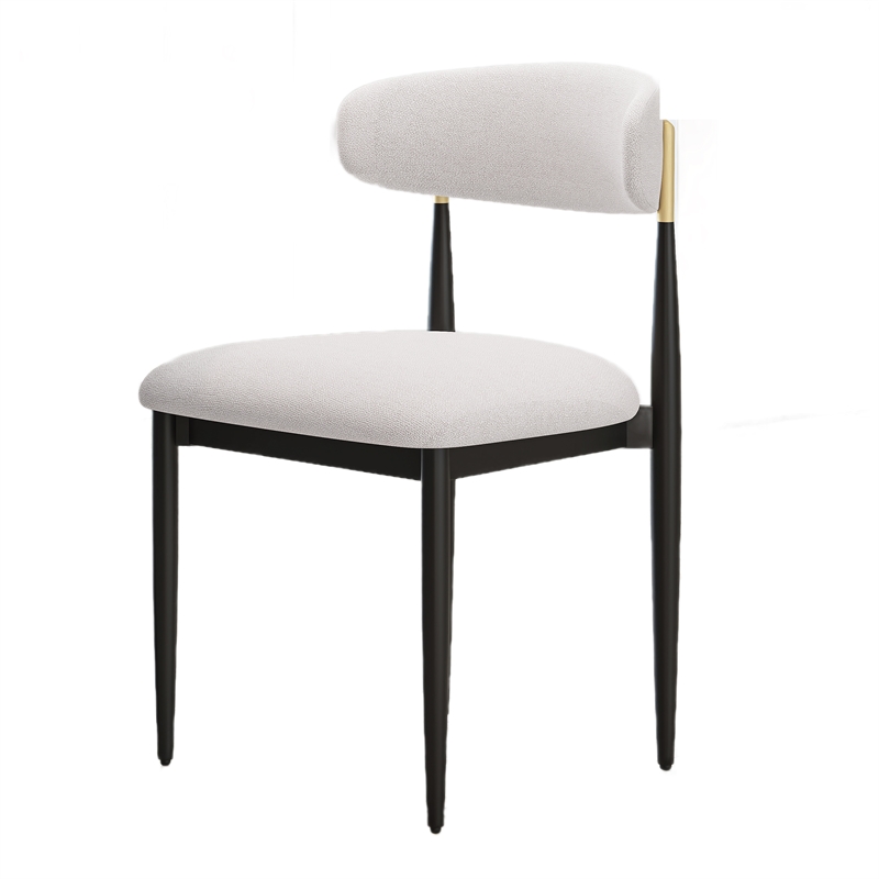 Claire Dining Chairs- Set of 2- Curve Back- Metal Legs- Beige Chenille
