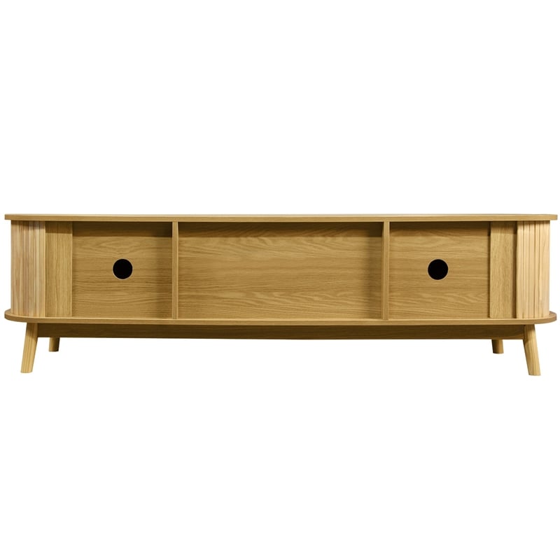 Vayu TV Media Cabinet- 2 Sliding Doors- 2 Drawers- Natural Brown 67 Inch
