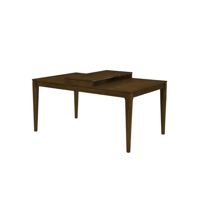 Andre Dining Table with Self-Storing Extension Leaf- Brown Wood- 63-91 Inch