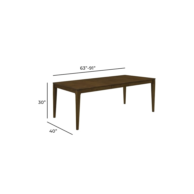 Andre Dining Table with Self-Storing Extension Leaf- Brown Wood- 63-91 Inch