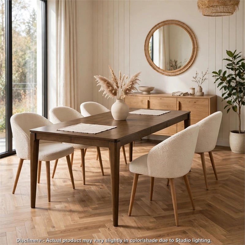 Andre Dining Table with Self-Storing Extension Leaf- Brown Wood- 63-91 Inch