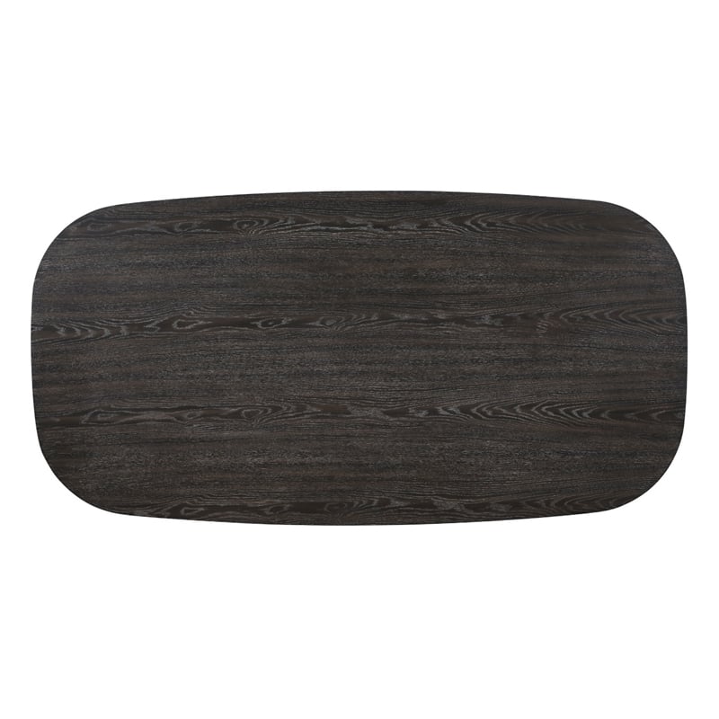 Bendy Modern Oval Dining Table- Dual Pedestal Base- Dark Brown- 82 Inch