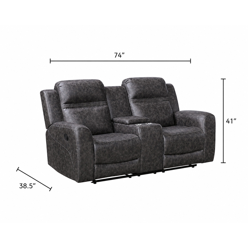 Berty Double Reclining Loveseat- Console and Cup Holders- Brown Fabric