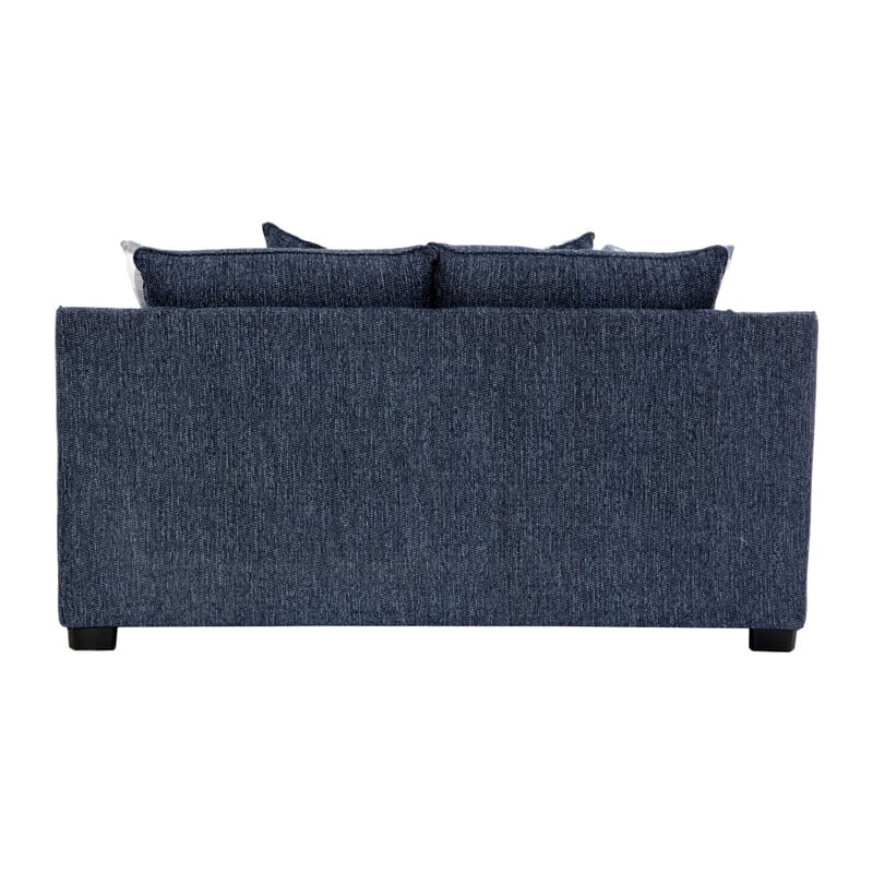 Marie Loveseat- Reversible Cushions- 4 Accent Pillows- Blue Chenille