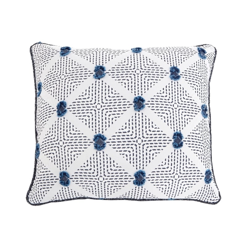 Marie Loveseat- Reversible Cushions- 4 Accent Pillows- Blue Chenille