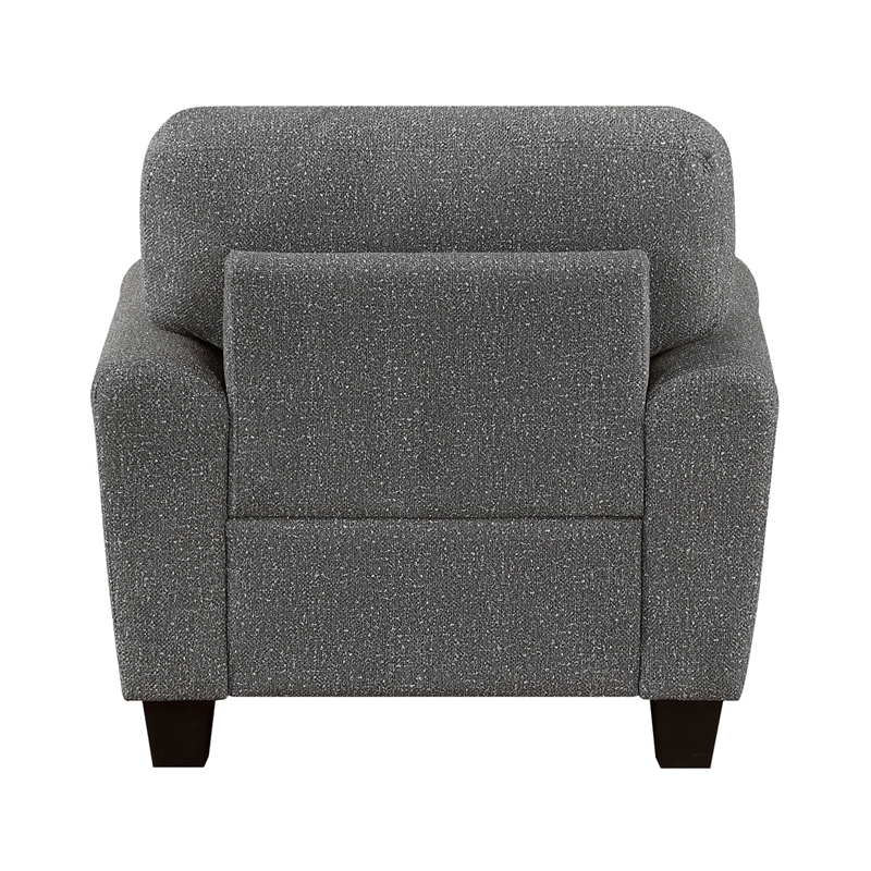 Loi Accent Chair- Flared Arms- Foam Cushions- Dark Gray Chenille- Black