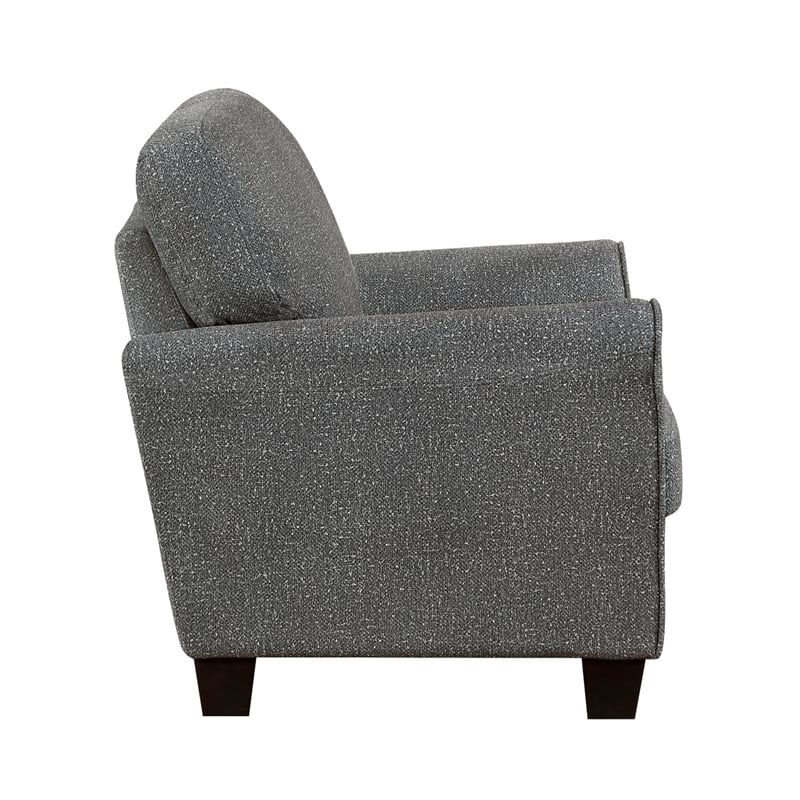 Loi Accent Chair- Flared Arms- Foam Cushions- Dark Gray Chenille- Black