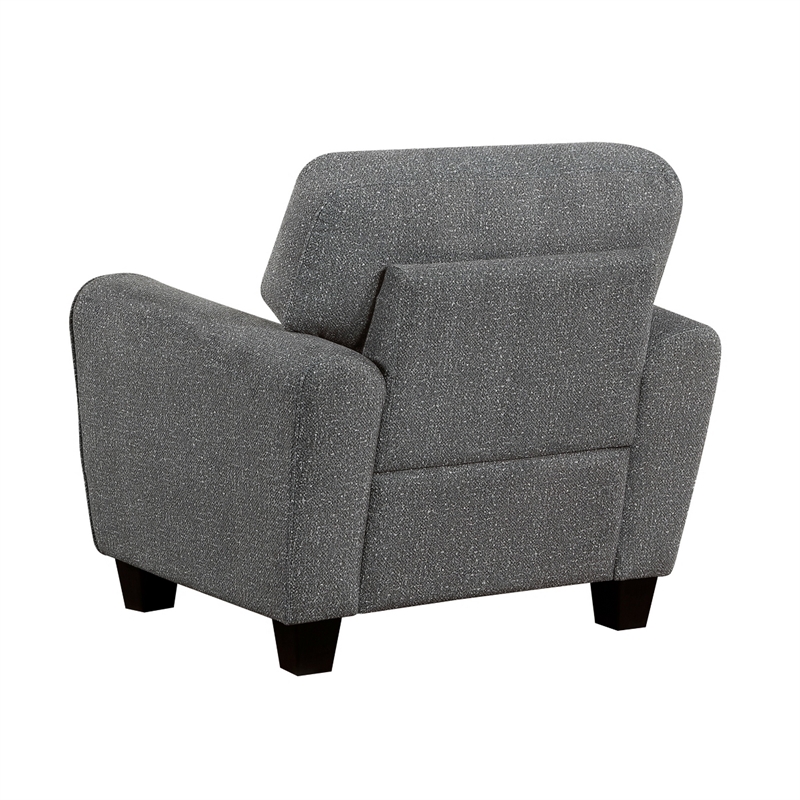 Loi Accent Chair- Flared Arms- Foam Cushions- Dark Gray Chenille- Black