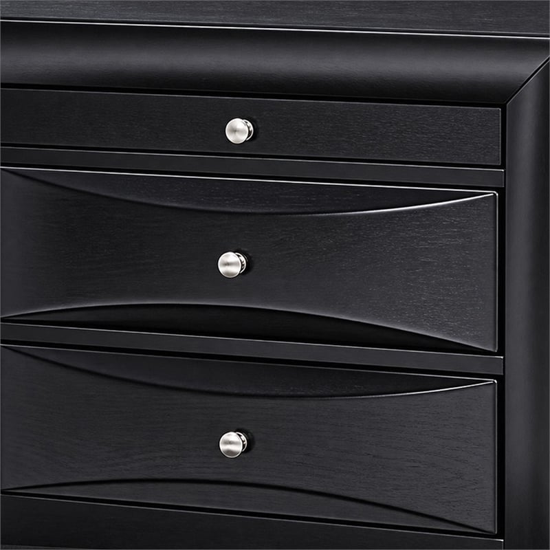 Queen Bedroom Set- Upholstered Design- Black- 2 Piece Set with Nightstand